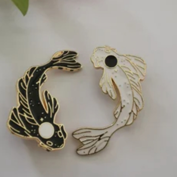 Yin and Yang Koi Enamel Pins - Picture 2 of 6